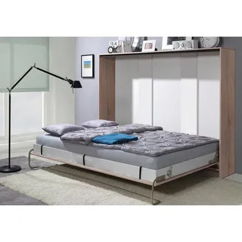 Postel Stolwit Sklopná postel do skříně vodorovná BASIC, šíře lůžka: 90 cm, barevné provedení: dub lancelot / černá