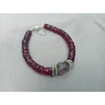 Náramek Náramek rubín, ametyst s cacoxenitem (Super 7 křišťál). stříbro