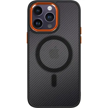 Pouzdro na mobilní telefon Kryt iPhone 12 Pro pevný tmavý s oranžovým rámečkem (obal neboli pouzdro na iPhone 12 Pro)