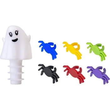 Sada zátka Duch a 6 halloweenských pavoučích rozlišovačů VIGAR (Barva-Modrá, bílá, oranžová, černá, červená, zelená, fialová)