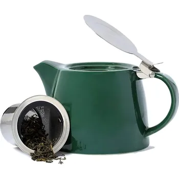 Konvice na čaj Čajová konvice se sítkem 500ml tmavě zelená - VAHDAM (Konvička na čaj 0,5 l tmavě zelená - VAHDAM)