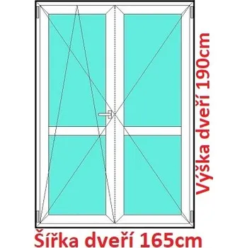 Okno Soft Dvoukřídlé balkonové dveře s příčkou 165x190 cm, otevíravé a sklopné