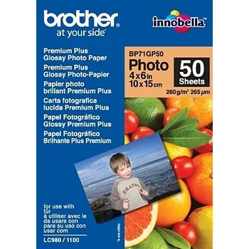Kancelářský papír BROTHER BP71GP50, 50 listů, 10x15cm Premium Glossy, 260g BP71GP50