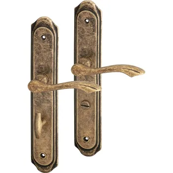 Dveřní kování AC-T Servis ACT dveřní kování RUSTIK (bronz) Provedení: WC (klika/klika, WC zámek), Rozteč: 72 mm