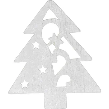Knoflík Vánoční strom bílý 34x29 mm
