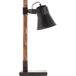 Brilliant 82149/46 PLOW - Stolní industriální lampa v tmavé barvě, 1 x E27, 55cm (Stolní retro lampa se dřevěnou monturou)