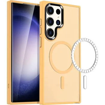 Pouzdro na mobilní telefon Prémiový pevný barevný kryt s Magsafe pro Samsung Galaxy S23 Ultra Barva: Oranžová