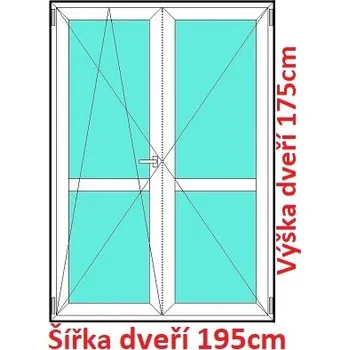 Okno Soft Dvoukřídlé balkonové dveře s příčkou 195x175 cm, otevíravé a sklopné