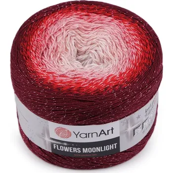 Příze Pletací příze Flowers Moonlight 260 g, barva 11 (3269) červená bílá