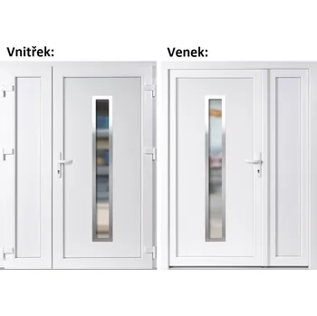 Vchodové dveře Dvoukřídlé vchodové dveře plastové Soft Hana Inox+Panel Plný, Bílá/bílá, 130x200 cm, pravé