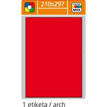 Samolepící etiketa Print etikety A4 pro laserový a inkoustový tisk - 210 x 297 mm (1 etiketa/ arch) červená, 100 listů