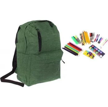 Outdoorové zavazadlo Batoh s náplní školních potřeb zelený