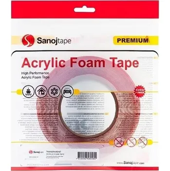 Lepicí páska DRIVE SanojTape_Oboustranná čirá akrylátová lepící páska 12 mm x 1 mm x 10 m