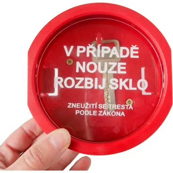 Příslušenství pro hasicí přístroj Požární krabička na klíč 10884 plastová kulatá náhradní plexisklo červená