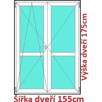 Okno Soft Dvoukřídlé balkonové dveře s příčkou 155x175 cm, otevíravé a sklopné
