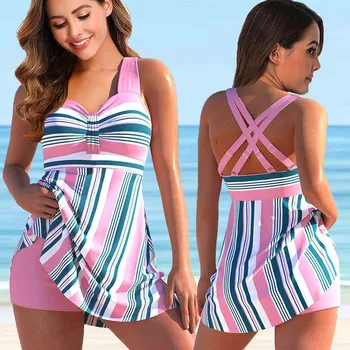 Dámské plavky Dámské plavky dvojdílné "Plus Size" tankiny se stažením mezi košíčky (5-8) Barva: růžová (8318-pink), Velikost: 4XL