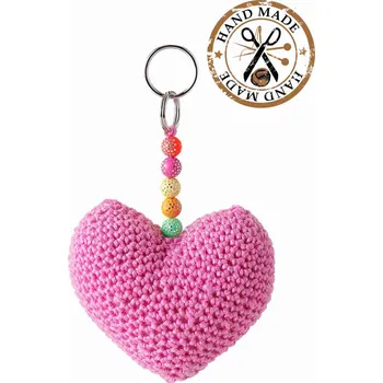plyšák Wooline Přívěšek háčkované srdce, růžové RUČNÍ VÝROBA V ČESKÉ REPUBLICE!