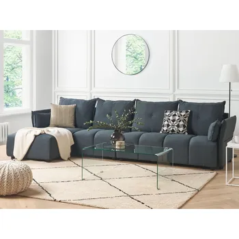 Pohovka Rohová pohovka grafitově šedá čalouněná pro 4 osoby pravostranná s opěrnými polštáři moderní design	 Beliani