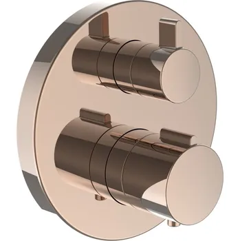 Vodovodní baterie Laufen Twinplus vrchní sada podomítkové sprchové termostatické baterie, pro Simibox a Simibox Light, PVD zlatorůžová HF905474465000