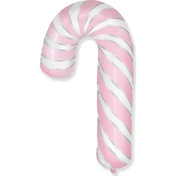 Fóliový balónek vánoční lízátko, růžové a bílé, 98x63 cm (volné)