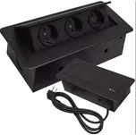 Izoxis 21659 Zásuvka skrytá v pracovní desce - trojitá, černá