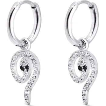 Náušnice biju Náušnice z chirurgické oceli kroužek, had ozdobený čirými zirkony 1002834