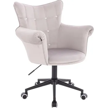 Otočné křeslo Nuuk velur na černé podstavě s kolečky - světle šedá