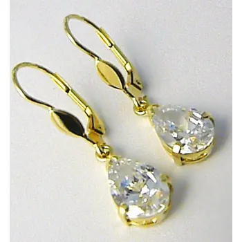 Náušnice Klenoty Budín Mohutné velké zlaté visací náušnice s velkými zirkony 585/3,60gr 236040945 (Klenoty Budín Mohutné velké zlaté visací náušnice s velkými zirkony 585/3,60gr 236040945)