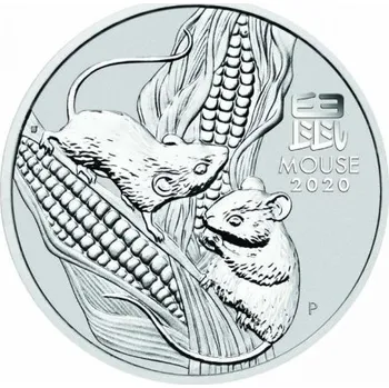 Stříbrná mince 2 oz (trojské unce) ROK MYŠI Austrálie 2020