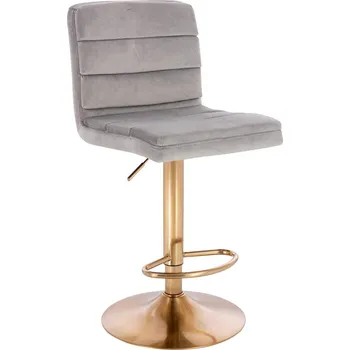 Barová židle Barová židle Nexo velur světle šedá - na zlatém talíři