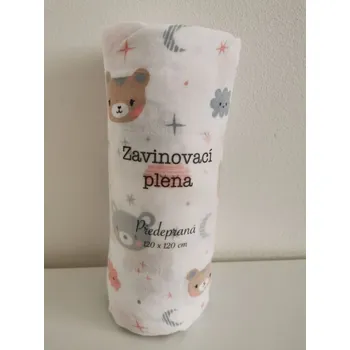 Přebalování PREM Zavinovací předepraná plena s potiskem Méďa mráček Bavlna - předepraná, 120/120 cm