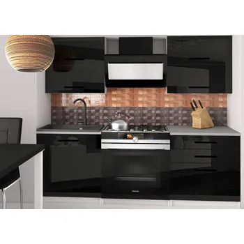 Kuchyňská linka Kuchyňská linka Belini 120 cm černý lesk s pracovní deskou Eleganta2 NF ELEGANTA2/2/WT/B/0/B1