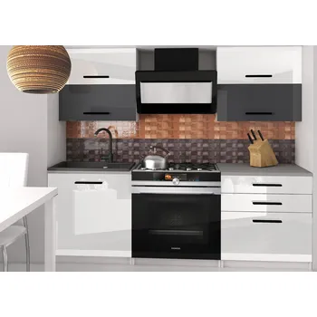 Kuchyňská linka Kuchyňská linka Belini 120 cm bílý lesk / šedý lesk s pracovní deskou Eleganta2 INF ELEGANTA2/2/WT/WSW/0/B1