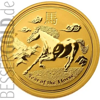 Zlatá mince 2 oz (trojské unce) ROK KONĚ Austrálie 2014