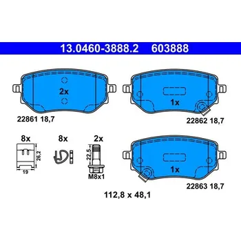 Brzdová destička Sada brzdových destiček, kotoučová brzda ATE 13.0460-3888.2