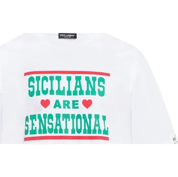 Pánské tričko DOLCE & GABBANA Sicilians White tričko M Zelená