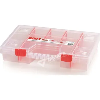 Plastový organizér 14 přihrádek (přepážky) NORT 390x290x65 červený - KNO40307T