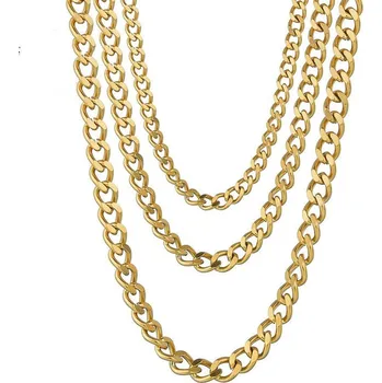 Řetízek ŘETÍZEK Z CHIRURGICKÉ OCELI ----Duální roviny 5mm (zlatá barva)