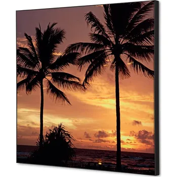 Textilní dekorace na zeď 40 x 40 Palmy západ slunce