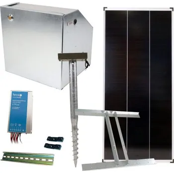 Ohradník Základní sada na solární ohradník s bezpečnostní schránkou, regulátor 15 A, panel 200 W, konzole