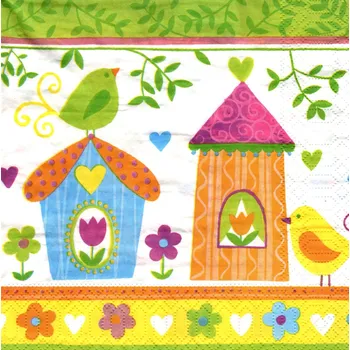 Papírový ubrousek UBR-E21, Ubrousek, 16x16 cm, PTAČÍ BUDKY, 1 kus