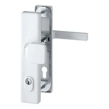 HOPPE Bezpečnostní kování Austin se zakrytím vložky Provedení: klika - koule, Povrch: F9016 běžná bílá, Rozteč: 92 mm