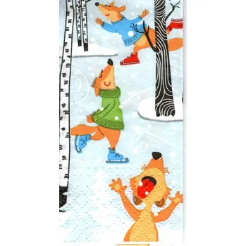 Papírový ubrousek UBR-E131 Ubrousek, 5,5x11 cm, LIŠKY NA LEDU, 1 kus