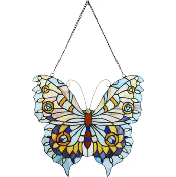 Lampička Závěsný Tiffany panel motýl Butterfly Blue – 40x1x39/60 cm + doprava zdarma