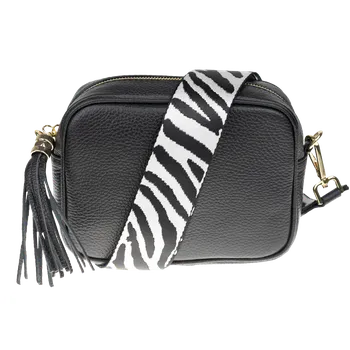 Kabelka NovaKabelka.cz Kožená italská crossbody kabelka Bala Nera s přídavným popruhem