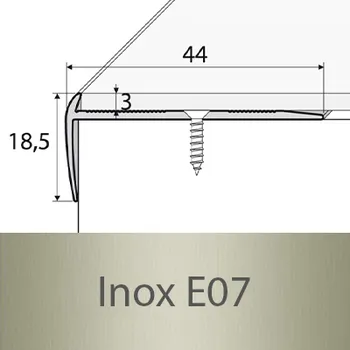 přechodová lišta PROFIL Team - Schodová hrana - jednostranná 44 x 18,5 mm do 3mm Barva dekoru: inox E07, Délka lišty: 270 cm