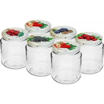 Sklenice 580 ml s barevným víčkem 82, 6 ks