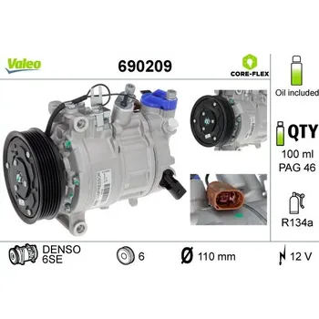 Kompresor klimatizace Kompresor, klimatizace VALEO 690209