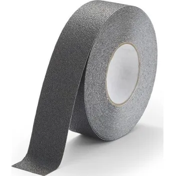 Výstražná páska Černá korundová chemicky odolná protiskluzová páska FLOMA Standard Chemical Resistant - 18,3 m x 5 cm a tloušťka 0,7 mm