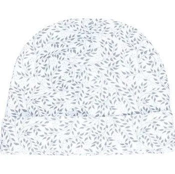 Kojenecká čepice ENIE BABY dětská čepice S OHYBEM Grey Leaves 16-18m